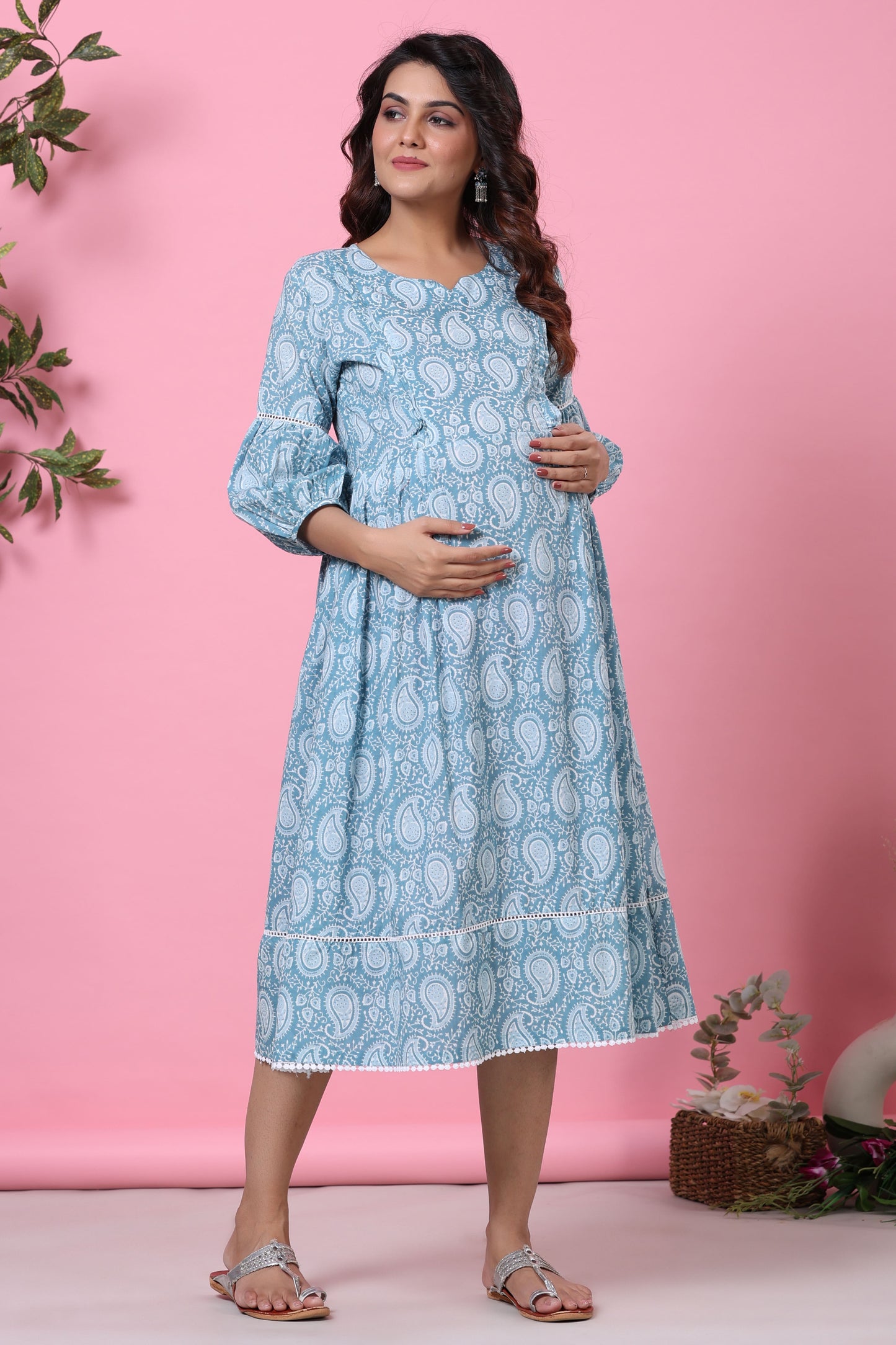 Paisley Finesse Maternity & Nursing Dress