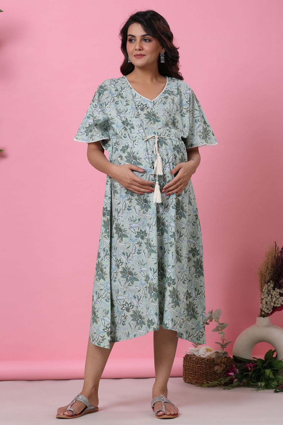 Savannah Safari Maternity & Nursing Kaftan Dress