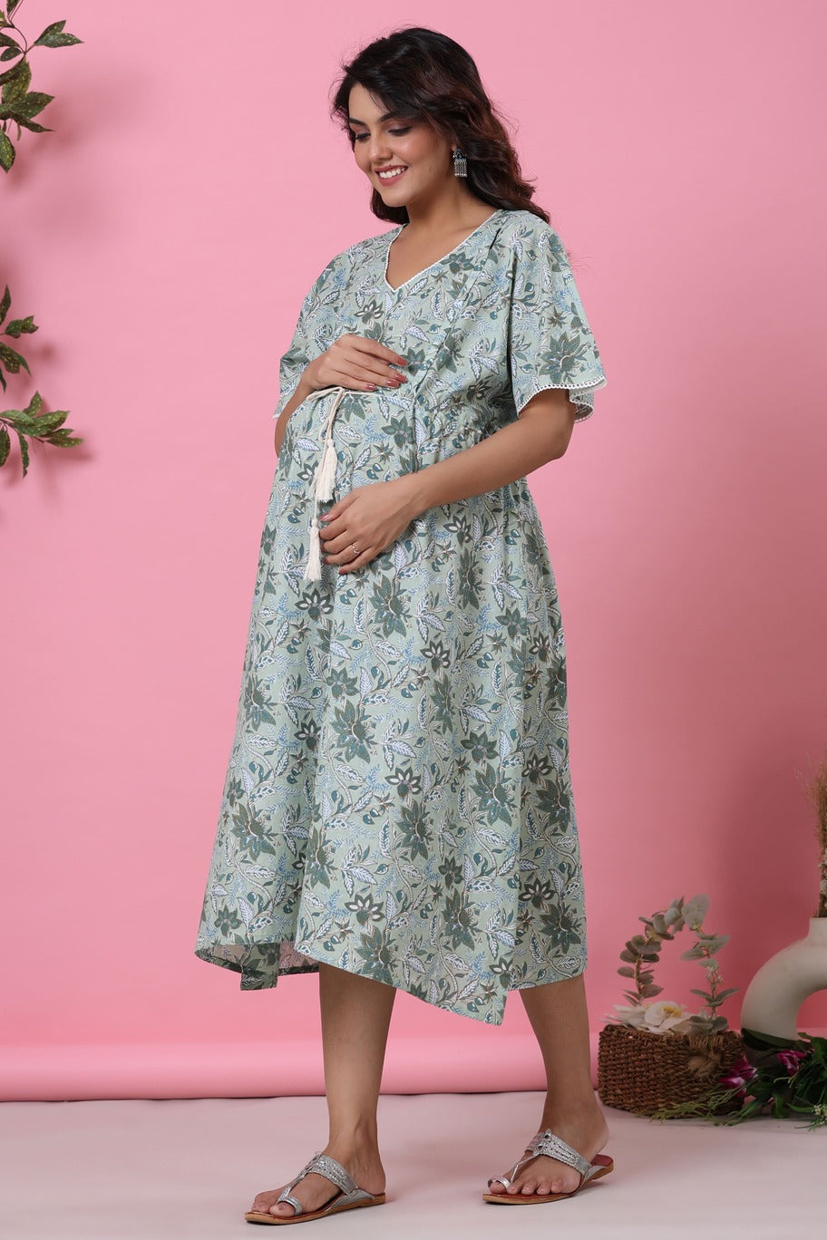 Savannah Safari Maternity & Nursing Kaftan Dress