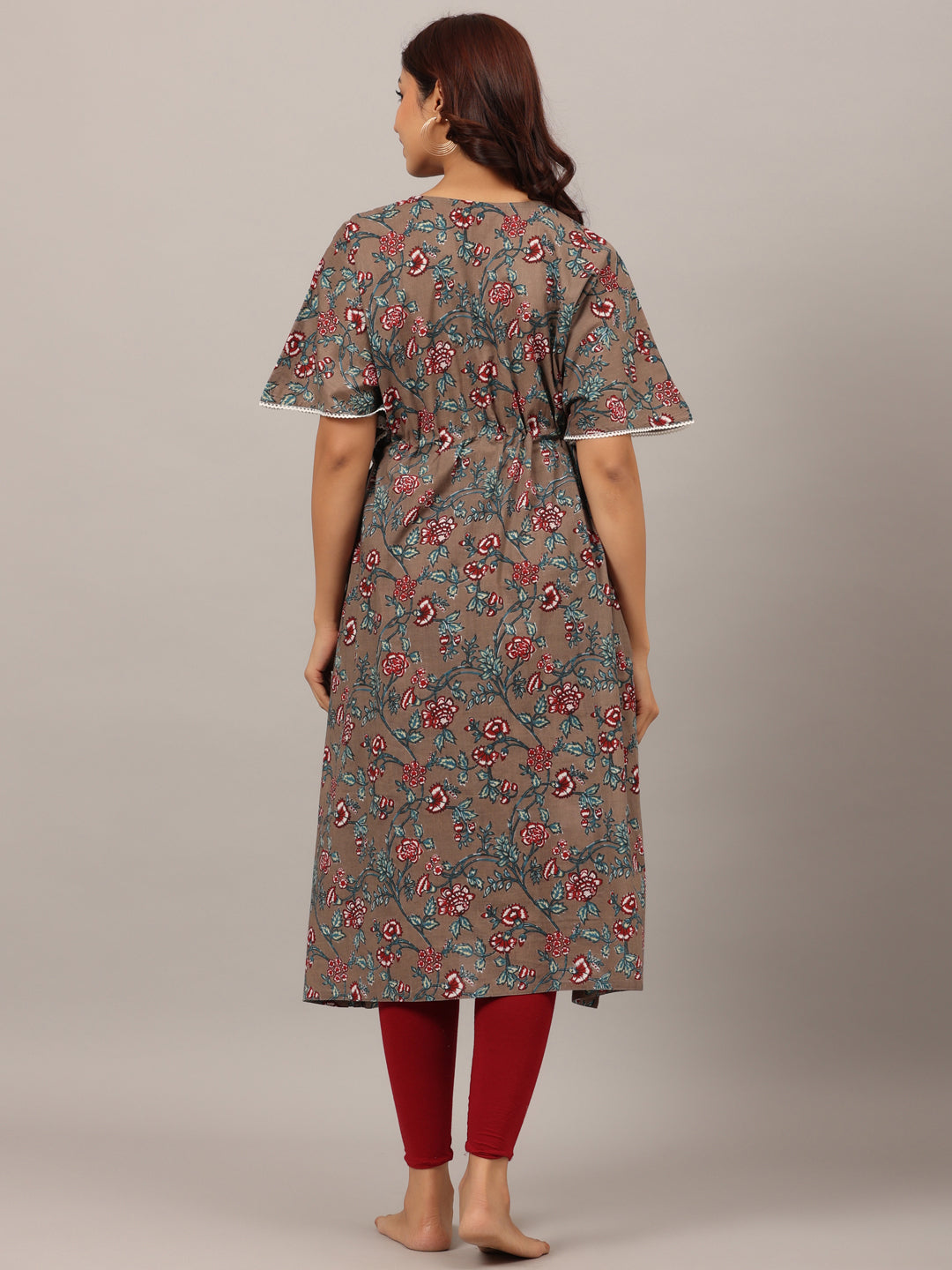 Rustic Grey Maternity & Nursing Kaftan Kurta