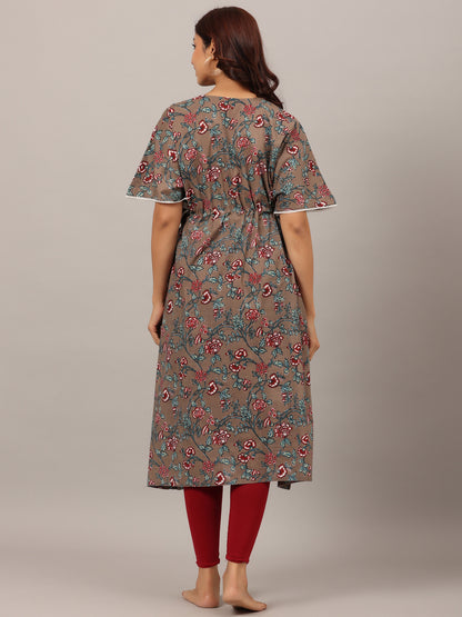 Rustic Grey Maternity & Nursing Kaftan Kurta