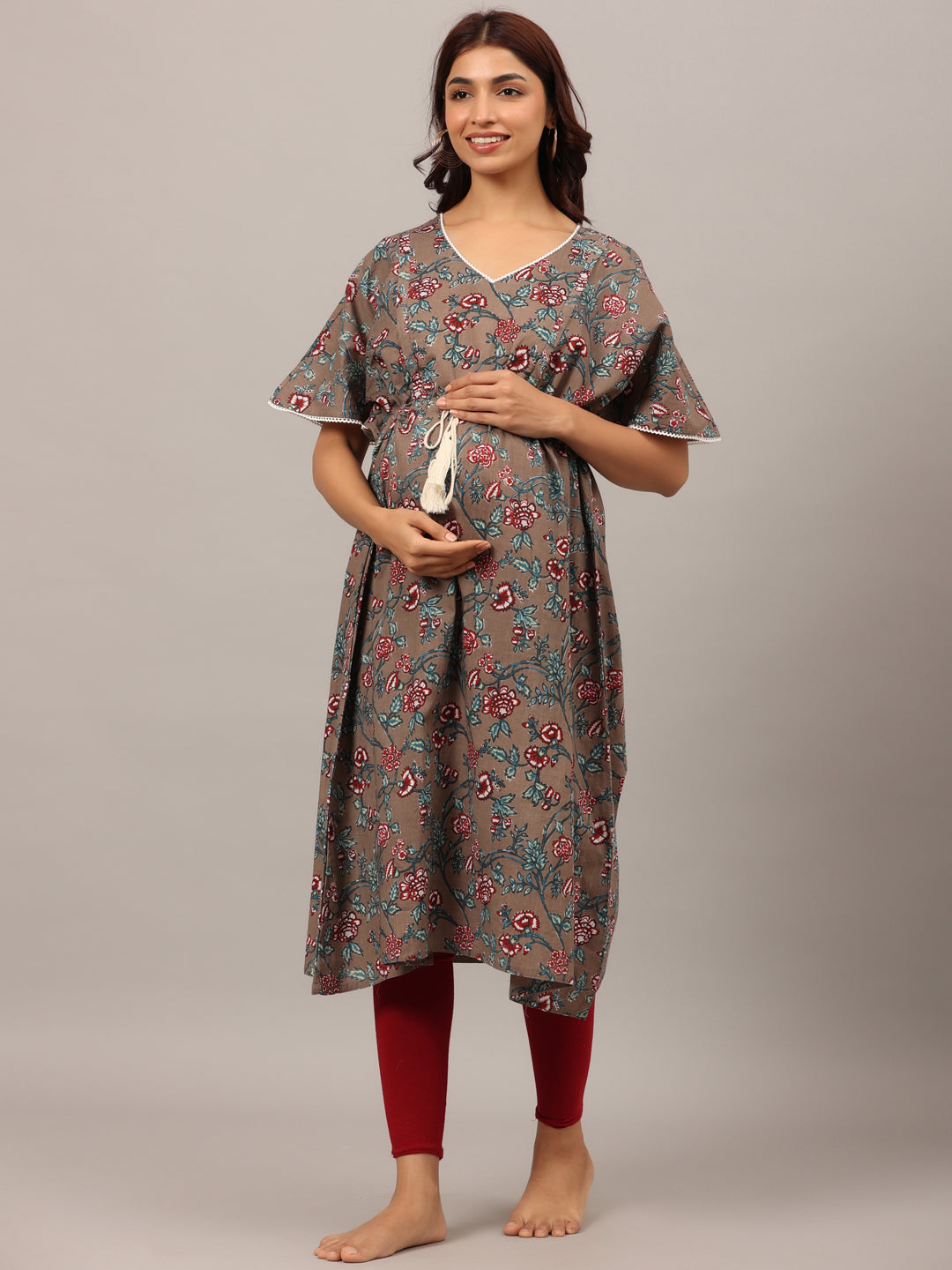 Rustic Grey Maternity & Nursing Kaftan Kurta