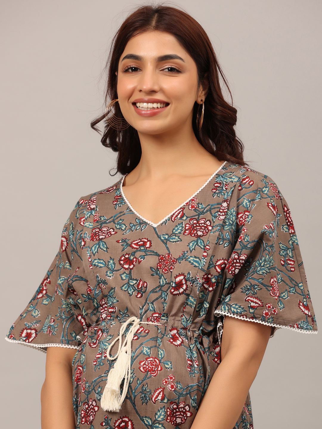 Rustic Grey Maternity & Nursing Kaftan Kurta