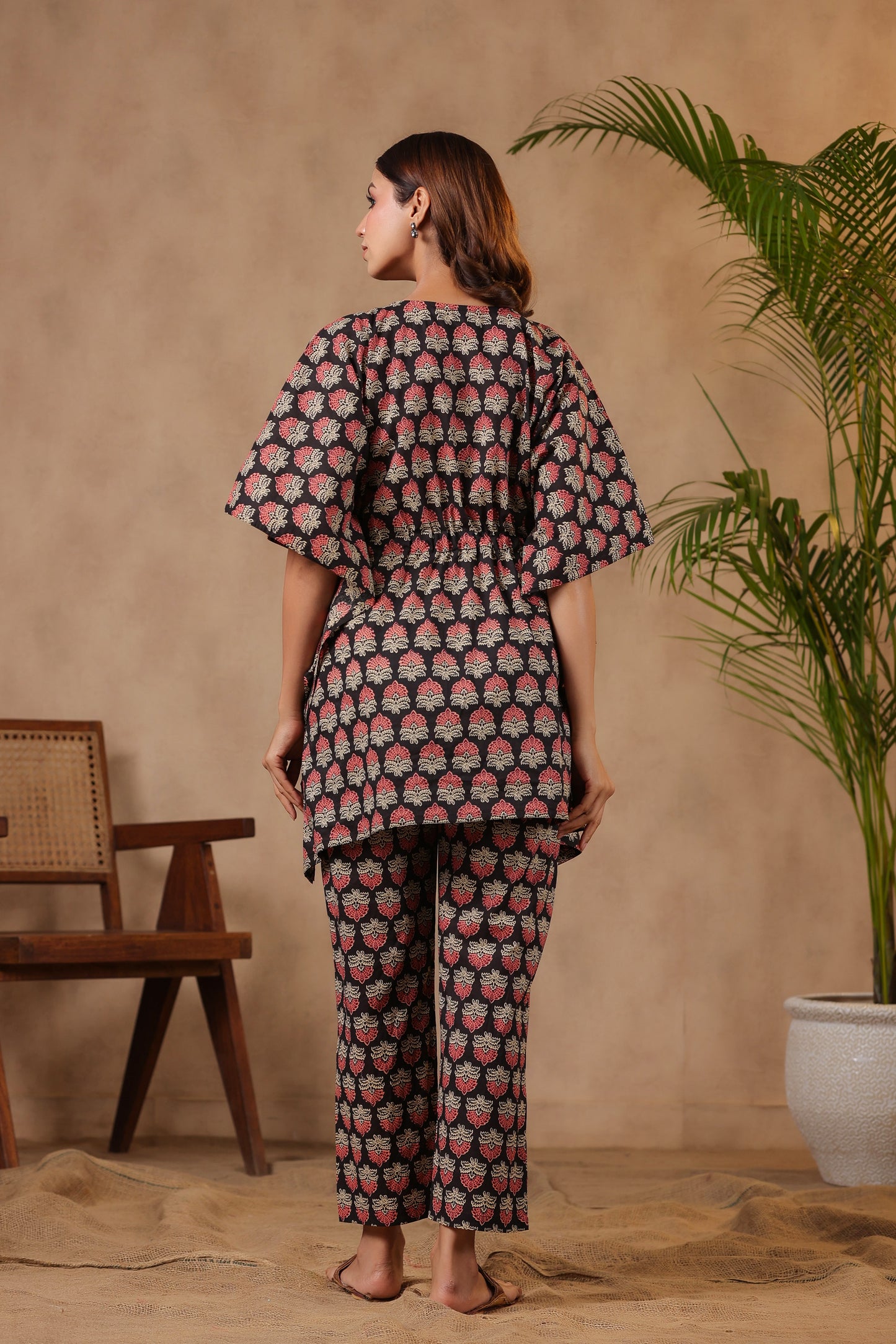 Midnight Blossom Maternity & Nursing Kaftan Set