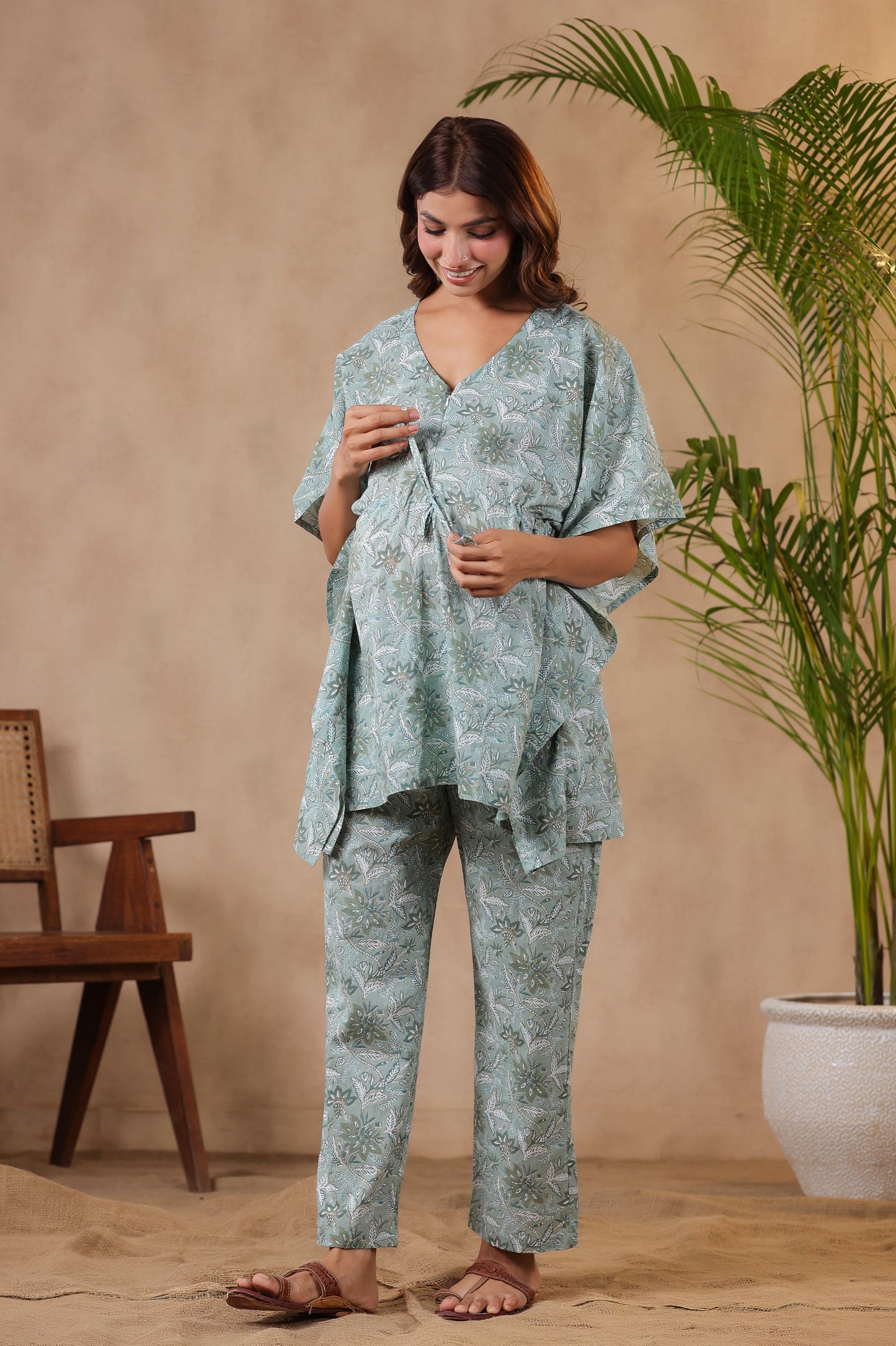 Savannah Safari Maternity & Nursing Kaftan Set