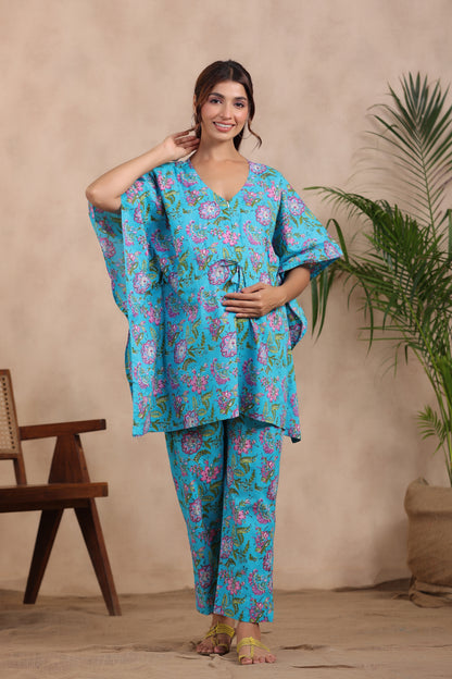 Serene Blossom Maternity & Nursing Kaftan Set