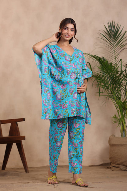 Serene Blossom Maternity & Nursing Kaftan Set