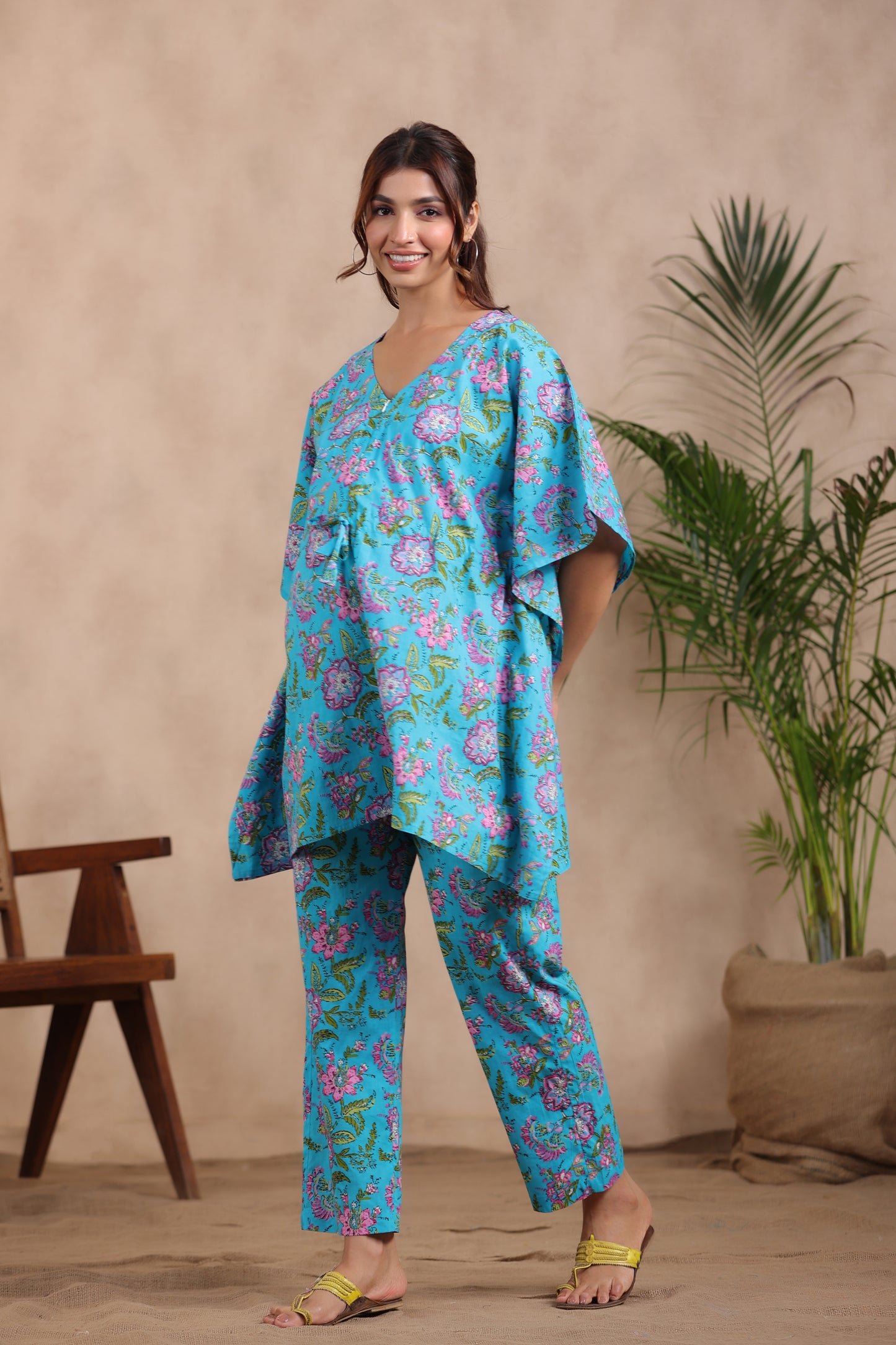 Serene Blossom Maternity & Nursing Kaftan Set