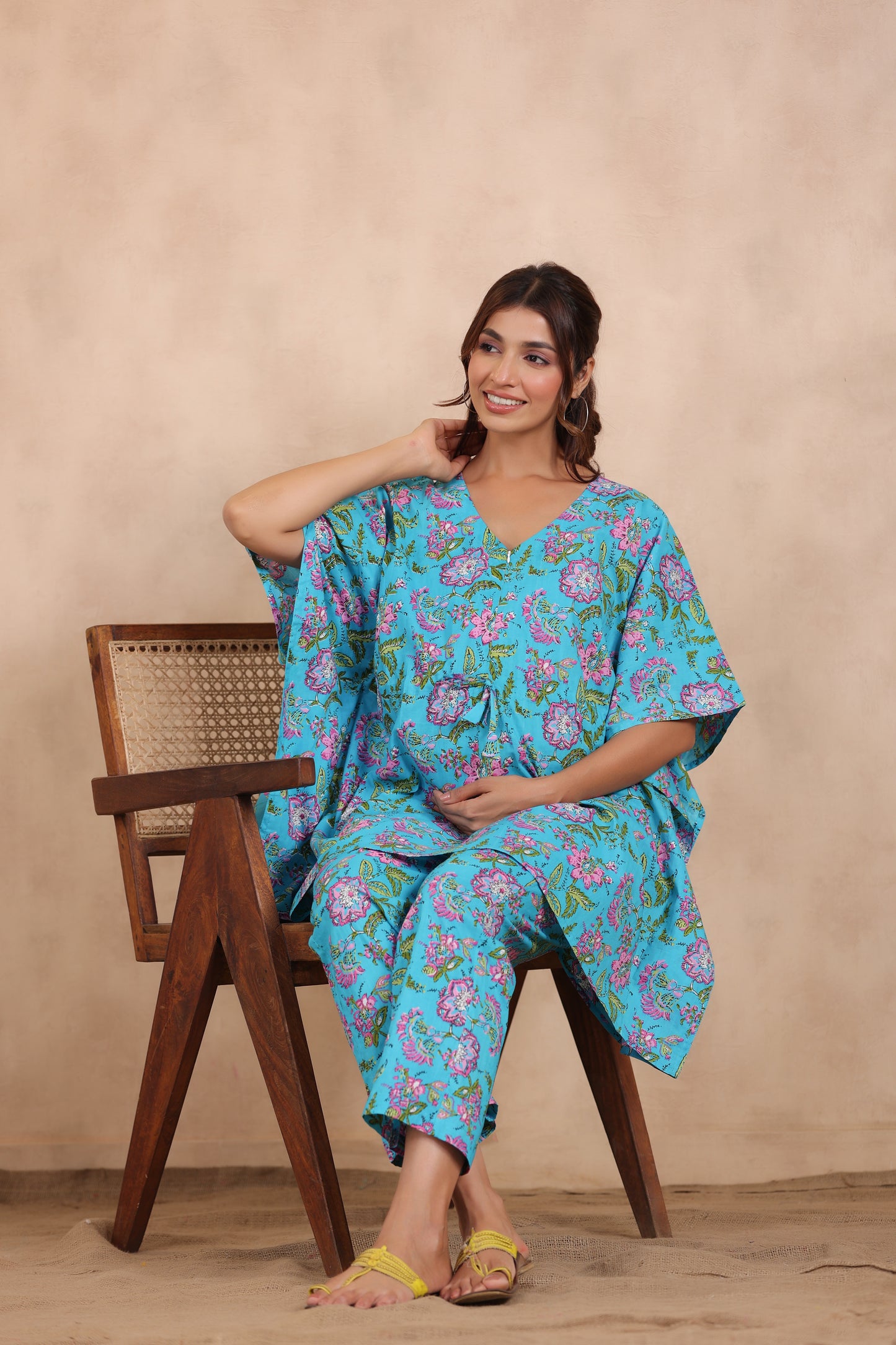 Serene Blossom Maternity & Nursing Kaftan Set