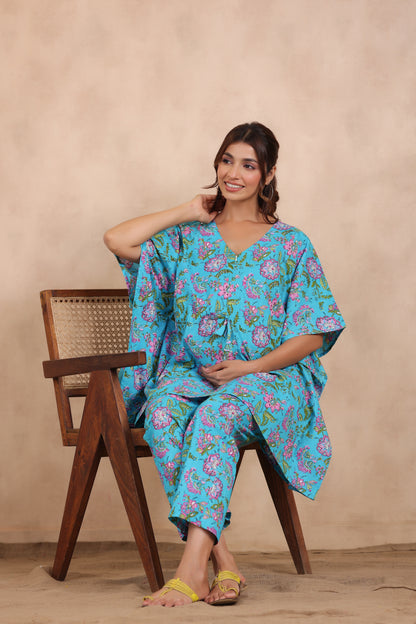 Serene Blossom Maternity & Nursing Kaftan Set