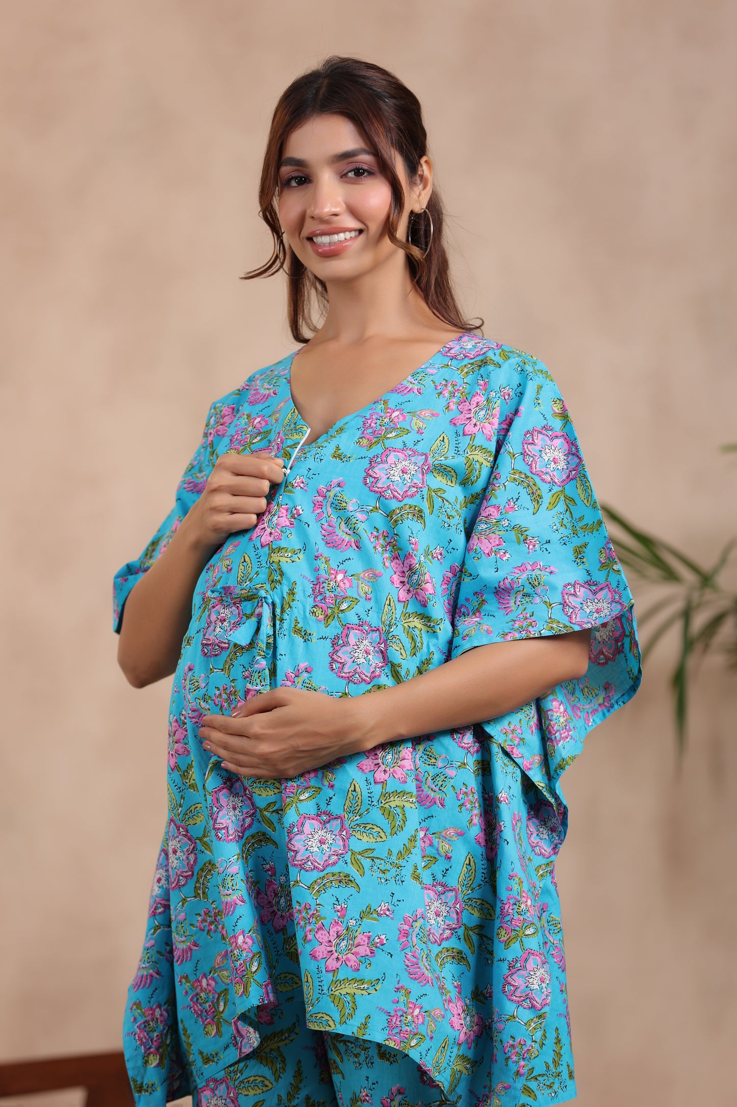 Serene Blossom Maternity & Nursing Kaftan Set