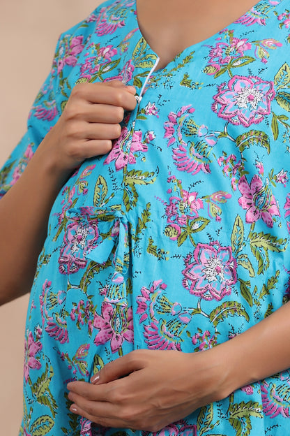 Serene Blossom Maternity & Nursing Kaftan Set