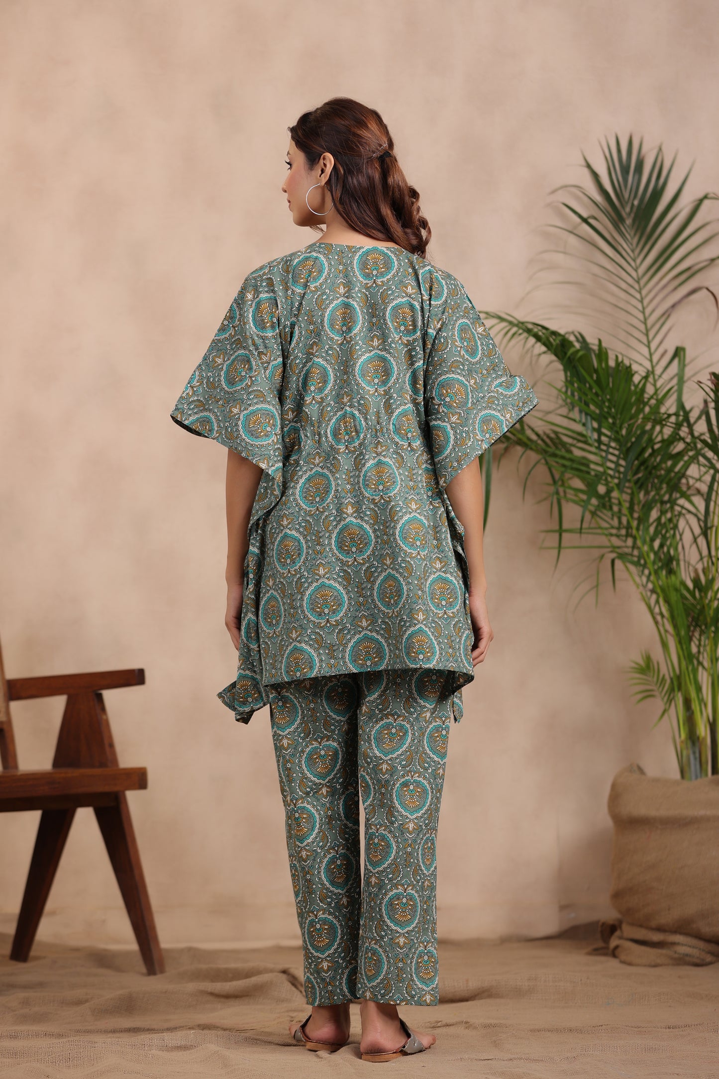 Lush Green Maternity & Nursing Kaftan Set