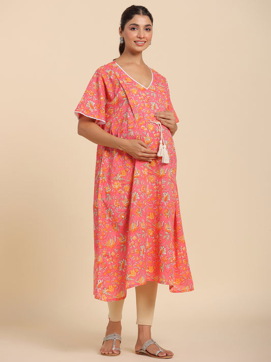 Crimson Garden Maternity & Nursing Kaftan Kurta