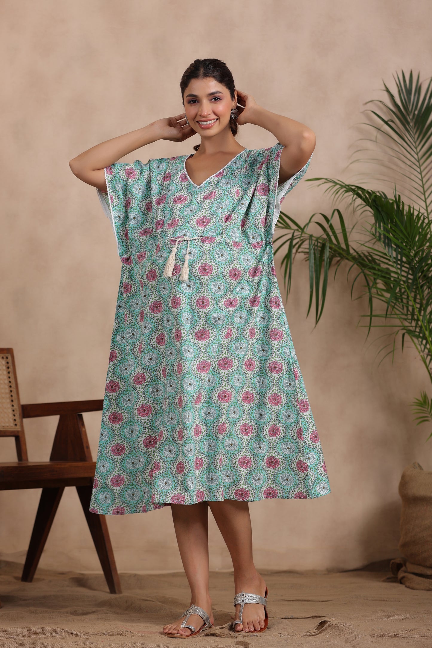 Floral Fantasy Maternity & Nursing Kaftan Dress