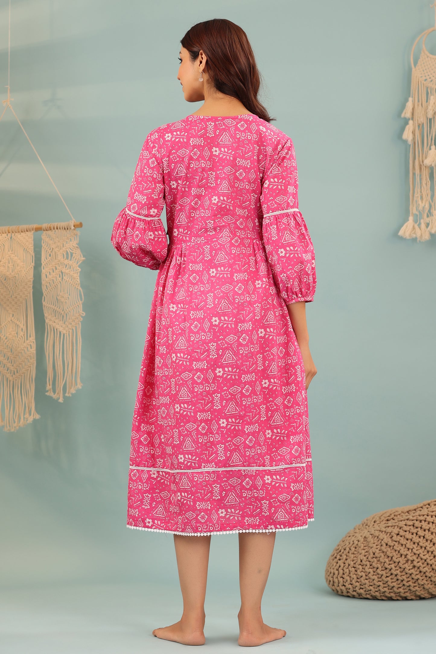 Abstract Print Overlay Maternity & Nursing Dress