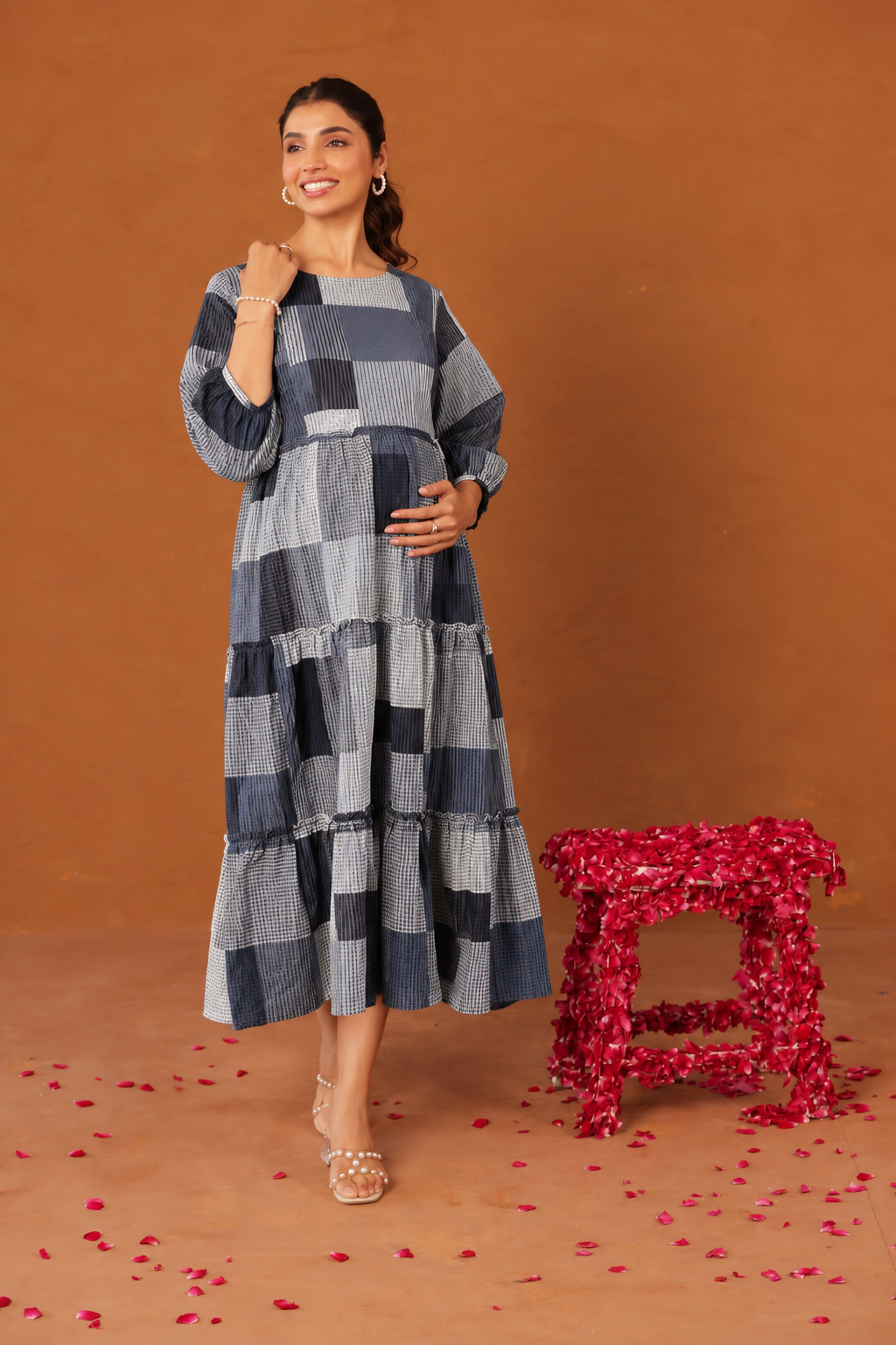 Silver Slate Maternity & Nursing Tier Dress
