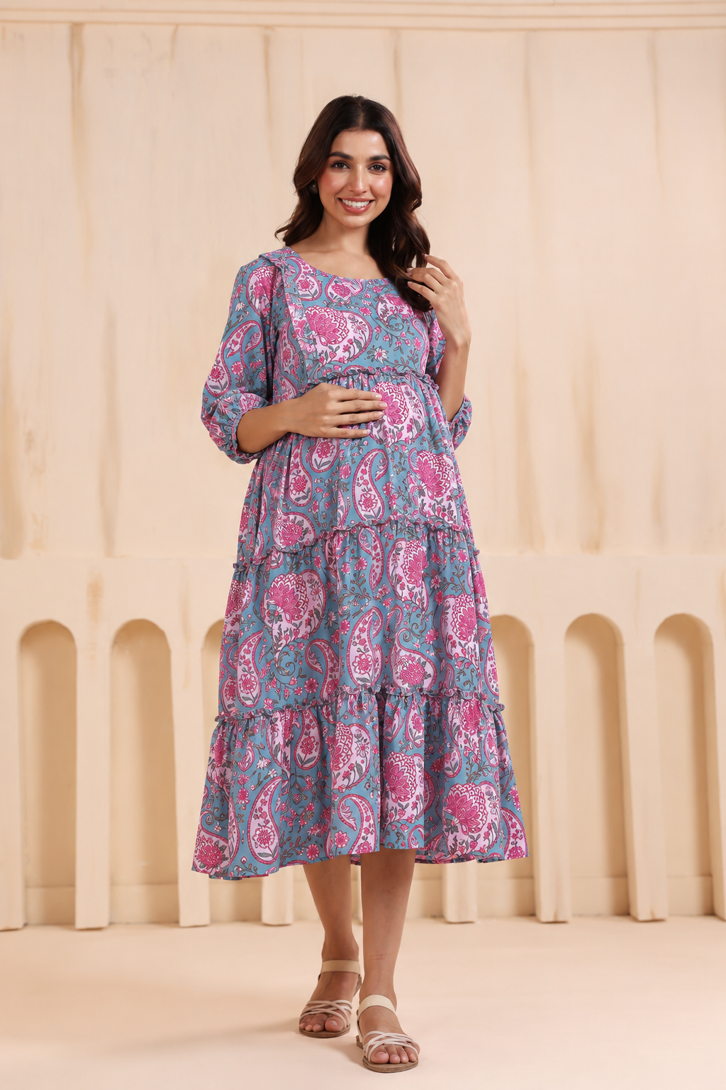 Blooming Paisley Maternity & Nursing Tier Dress