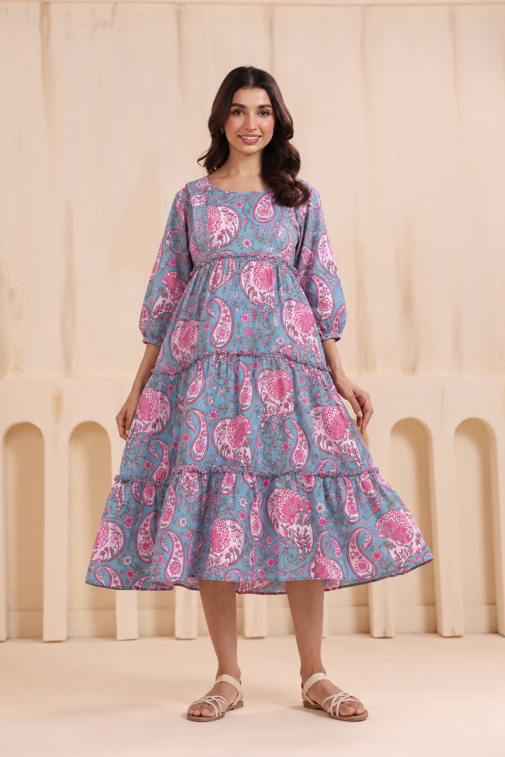 Blooming Paisley Maternity & Nursing Tier Dress