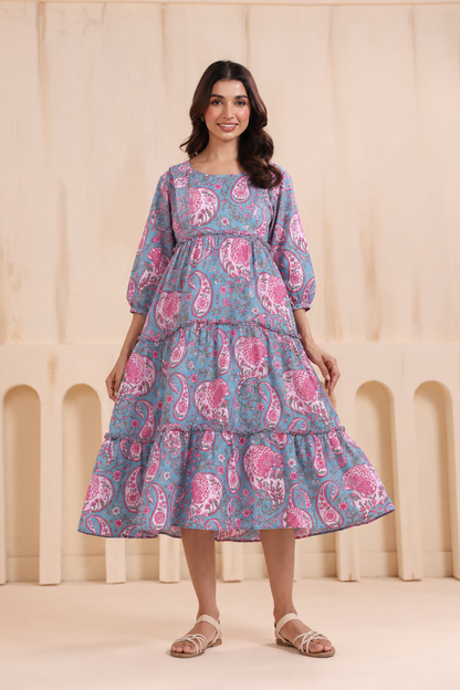 Blooming Paisley Maternity & Nursing Tier Dress