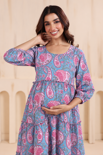 Blooming Paisley Maternity & Nursing Tier Dress