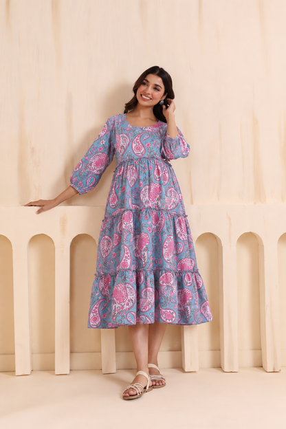 Blooming Paisley Maternity & Nursing Tier Dress