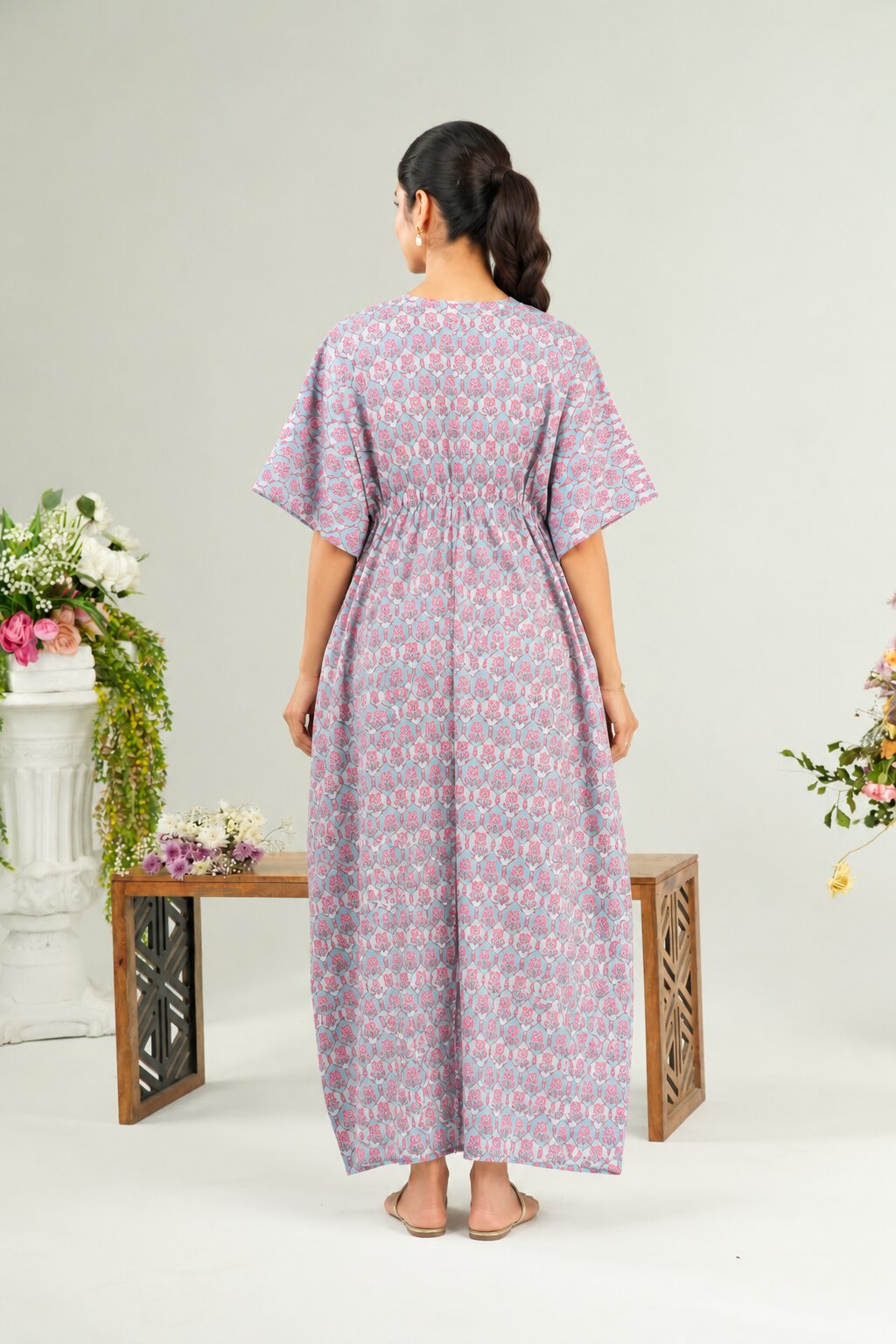 Vintage Rose Trellis Maternity & Nursing Kaftan
