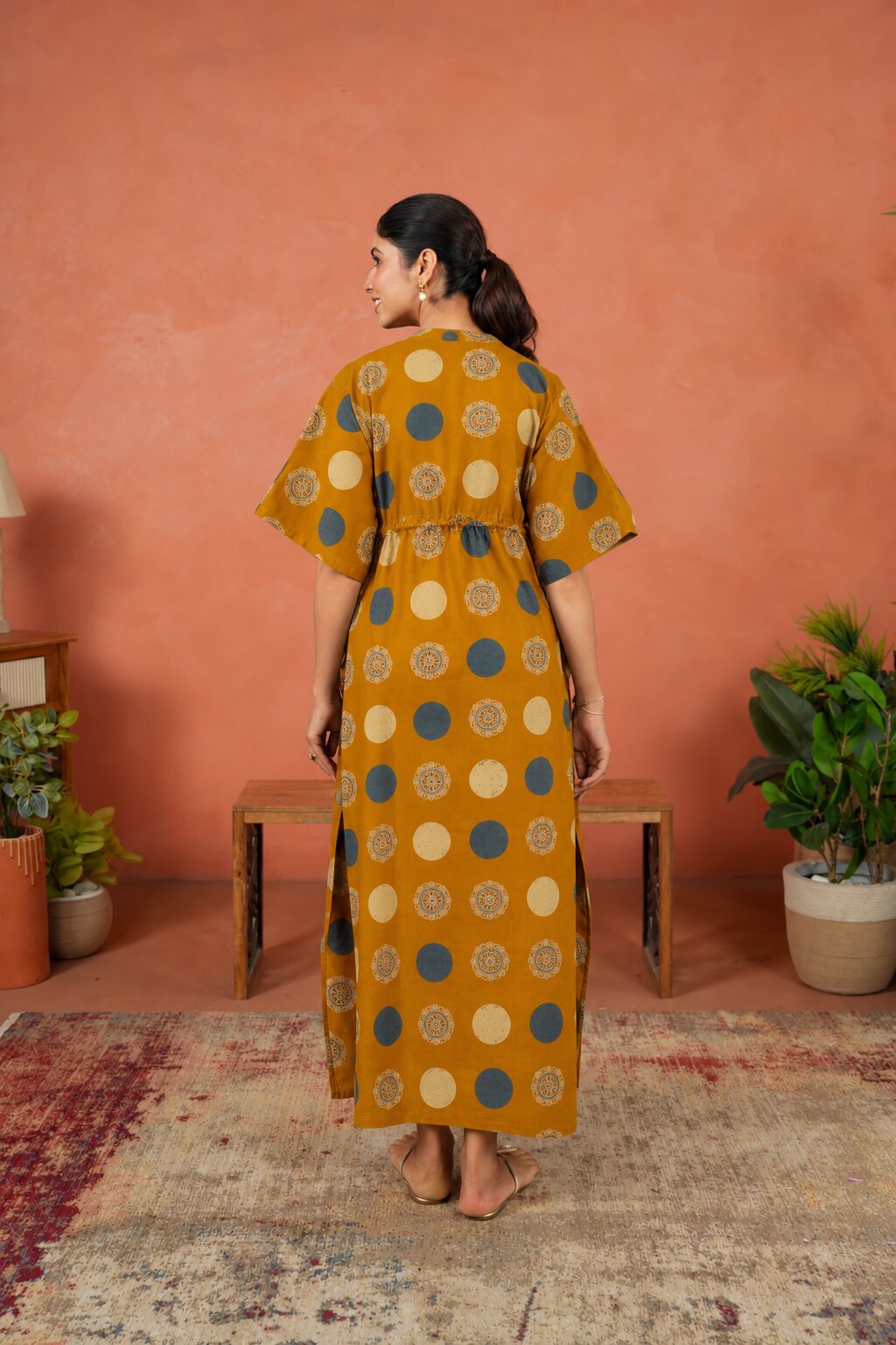 Earthy Medallions Maternity & Nursing Kaftan