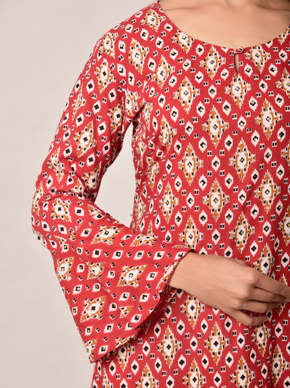 Red Patola Kurta Pant Set