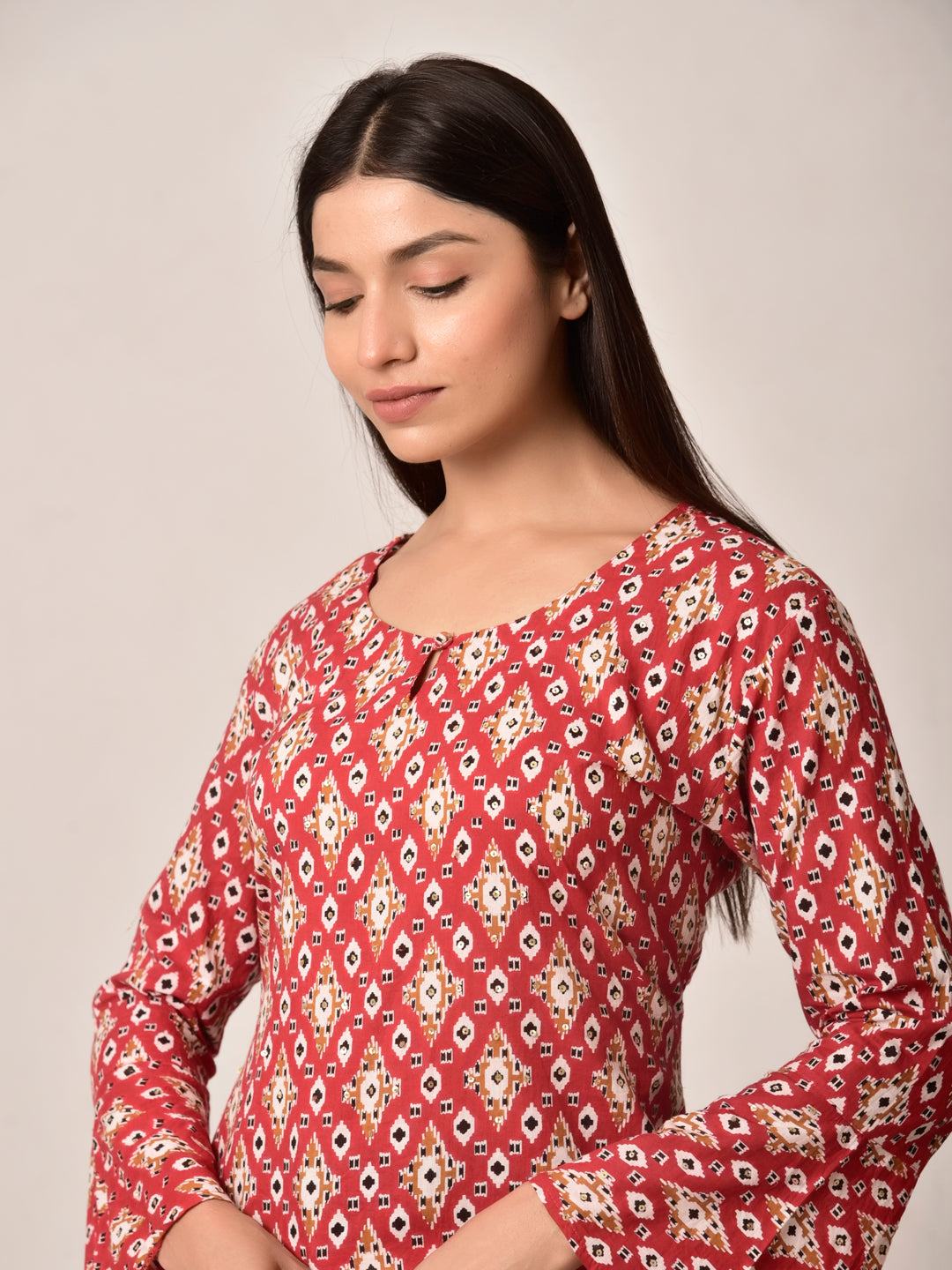 Red Patola Kurta Pant Set