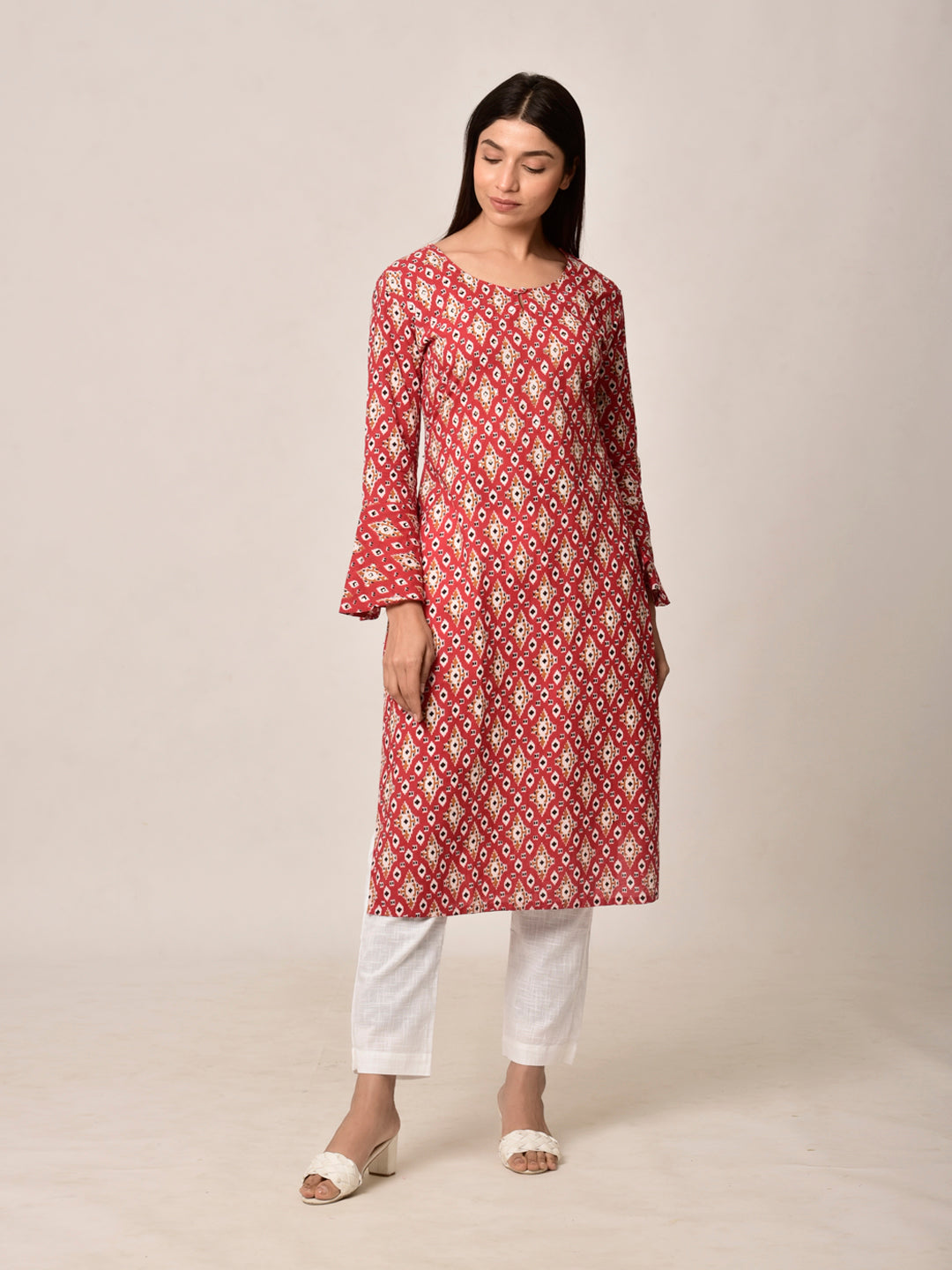 Red Patola Kurta Pant Set