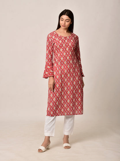 Red Patola Kurta Pant Set
