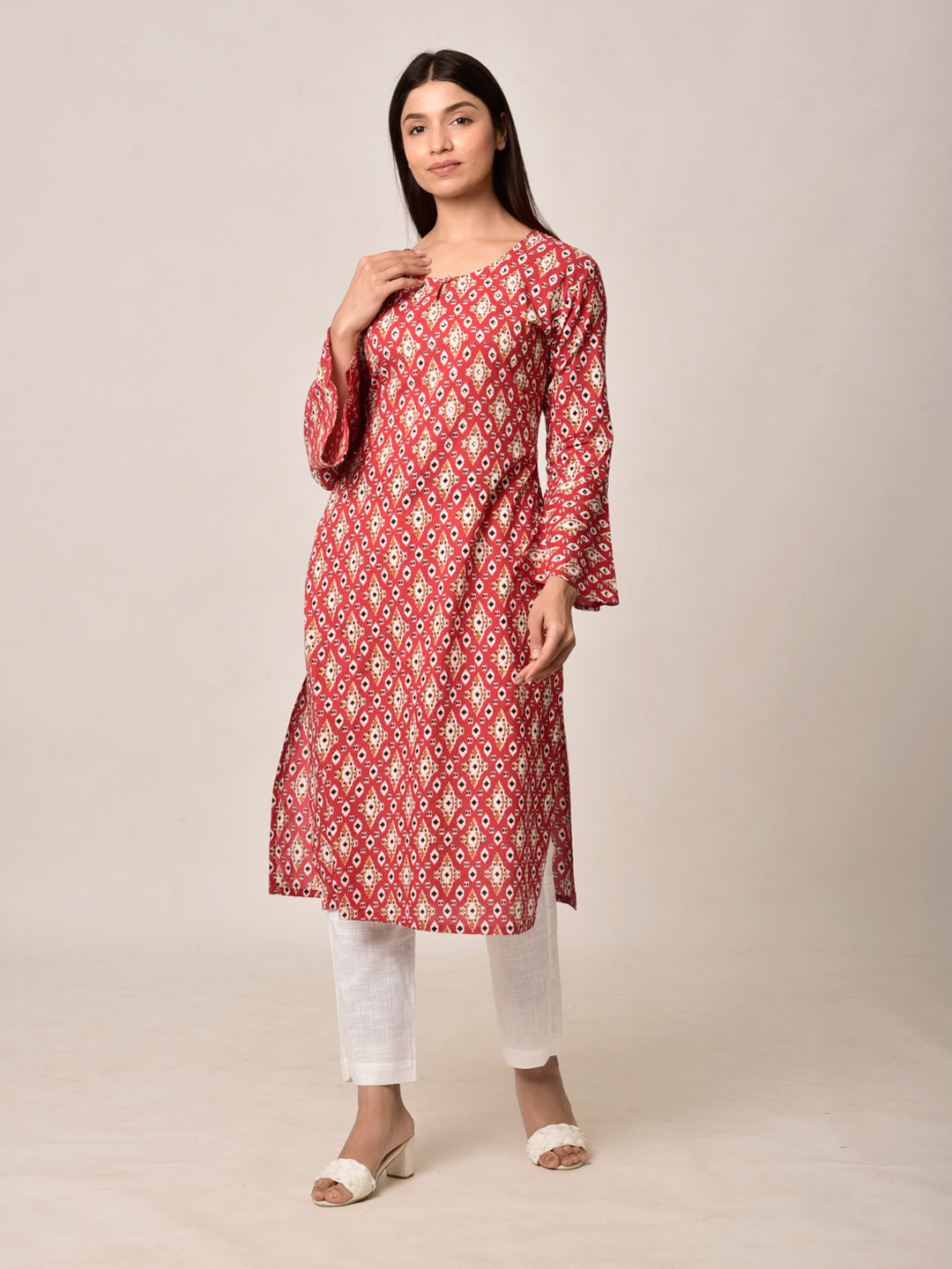 Red Patola Kurta Pant Set