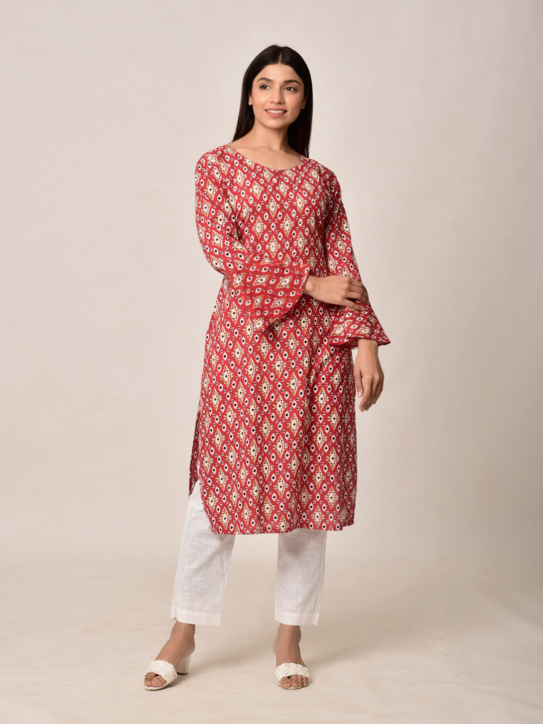 Red Patola Kurta Pant Set