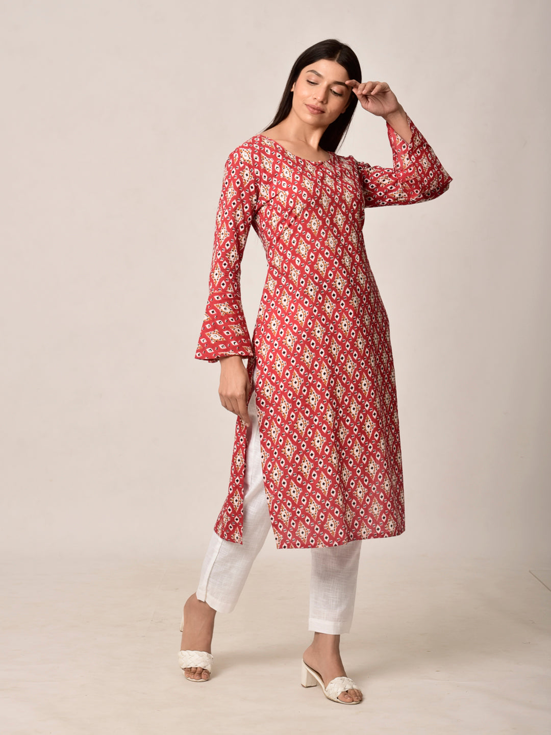 Red Patola Kurta Pant Set