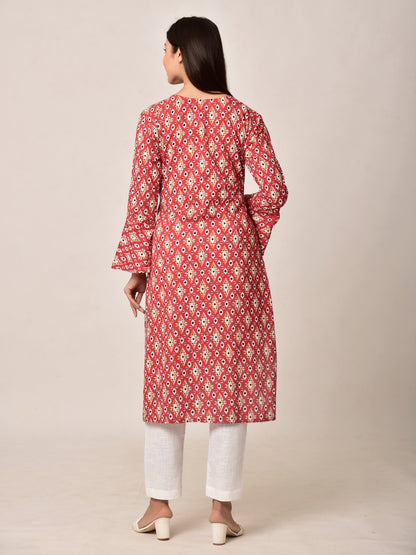 Red Patola Kurta Pant Set