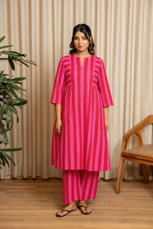 Scarlet Bloom Stripes Maternity & Nursing Co-ord Set