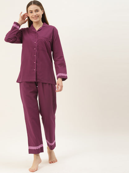 Monoch Maroon Cotton Loungewear