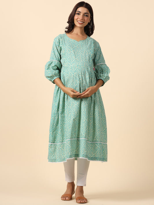 Turquoise Paradise Maternity & Nursing Kurta