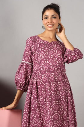 Leafy Embrace Burgundy Maternity & Nursing Dress