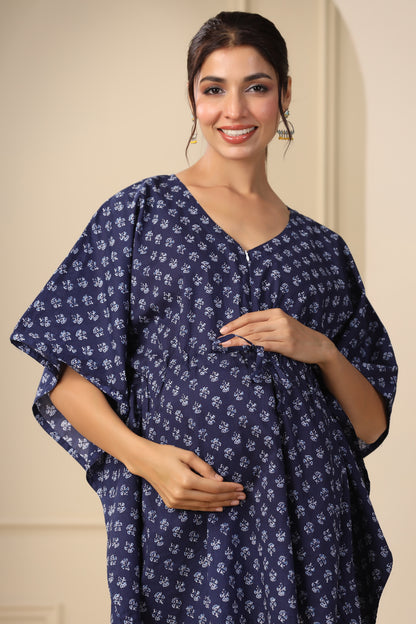 Oceanic Elegance Maternity & Nursing Kaftan Set