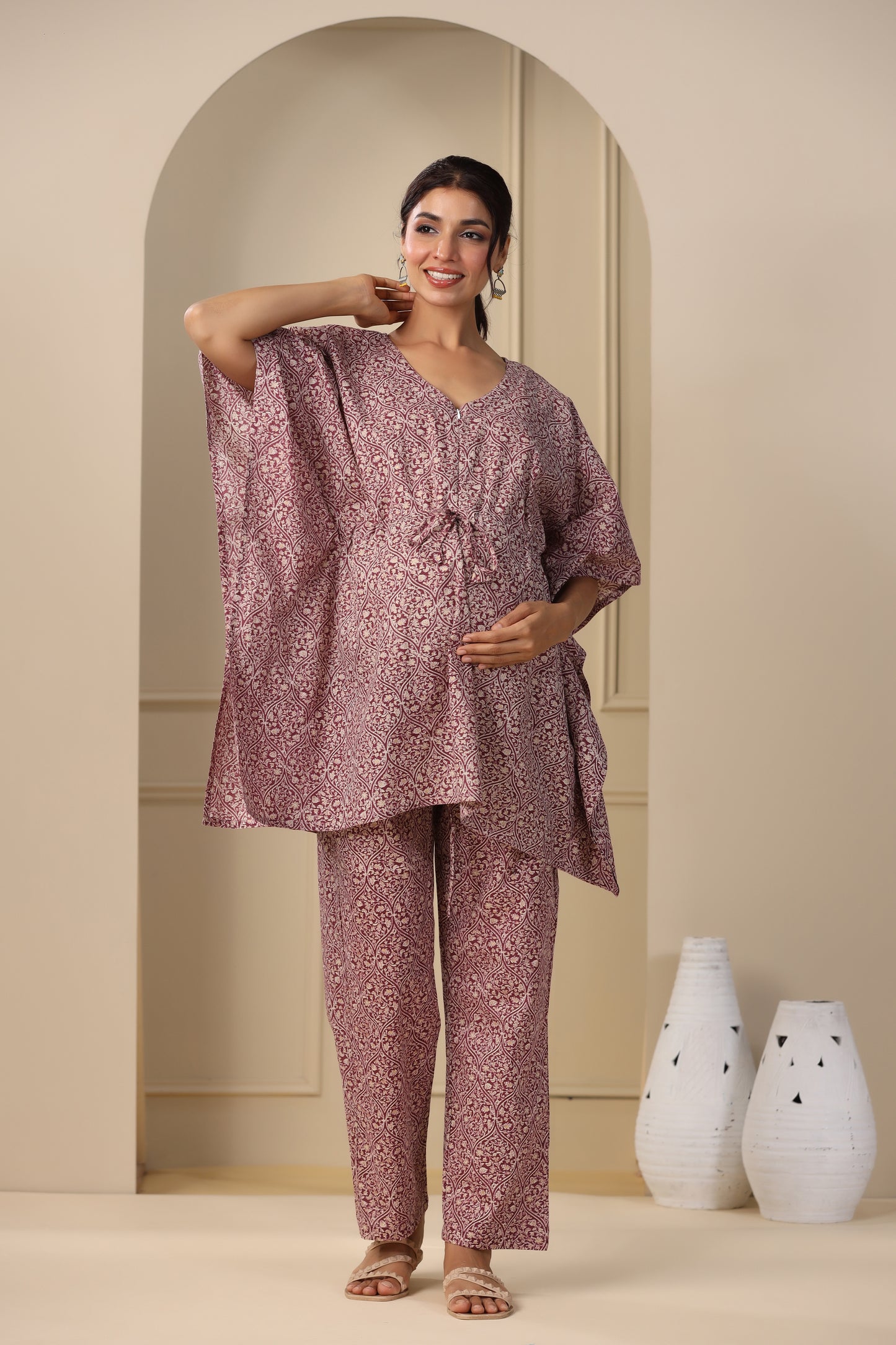 Plum Paradise Maternity & Nursing Kaftan Set