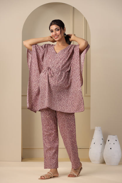 Plum Paradise Maternity & Nursing Kaftan Set