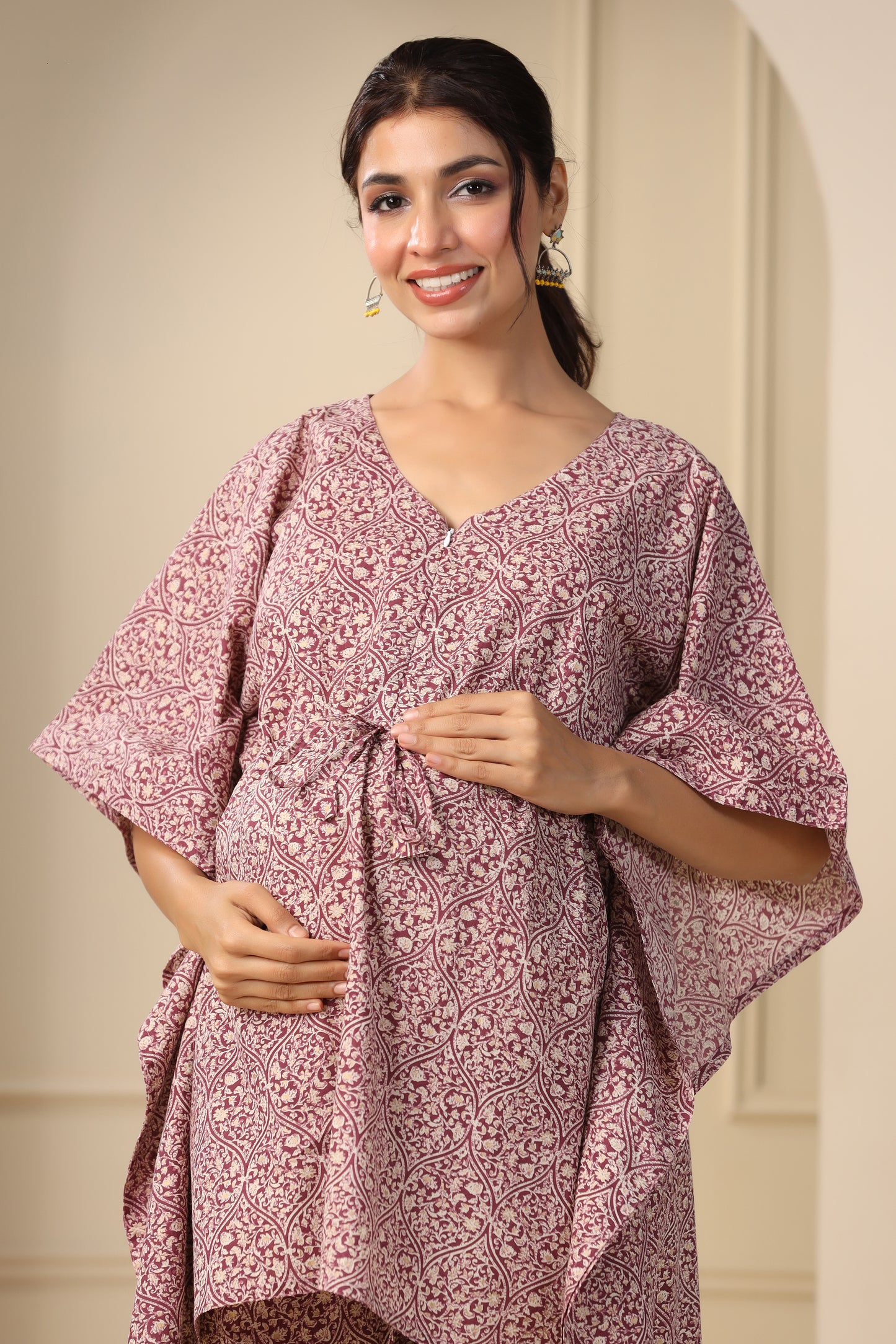 Plum Paradise Maternity & Nursing Kaftan Set