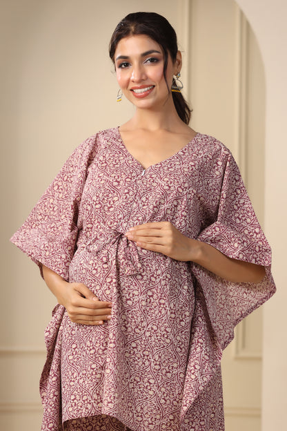 Plum Paradise Maternity & Nursing Kaftan Set