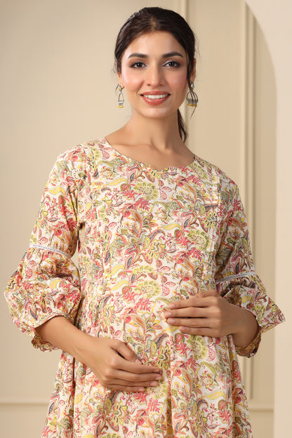 Artistic Bloom Maternity & Nursing Dress