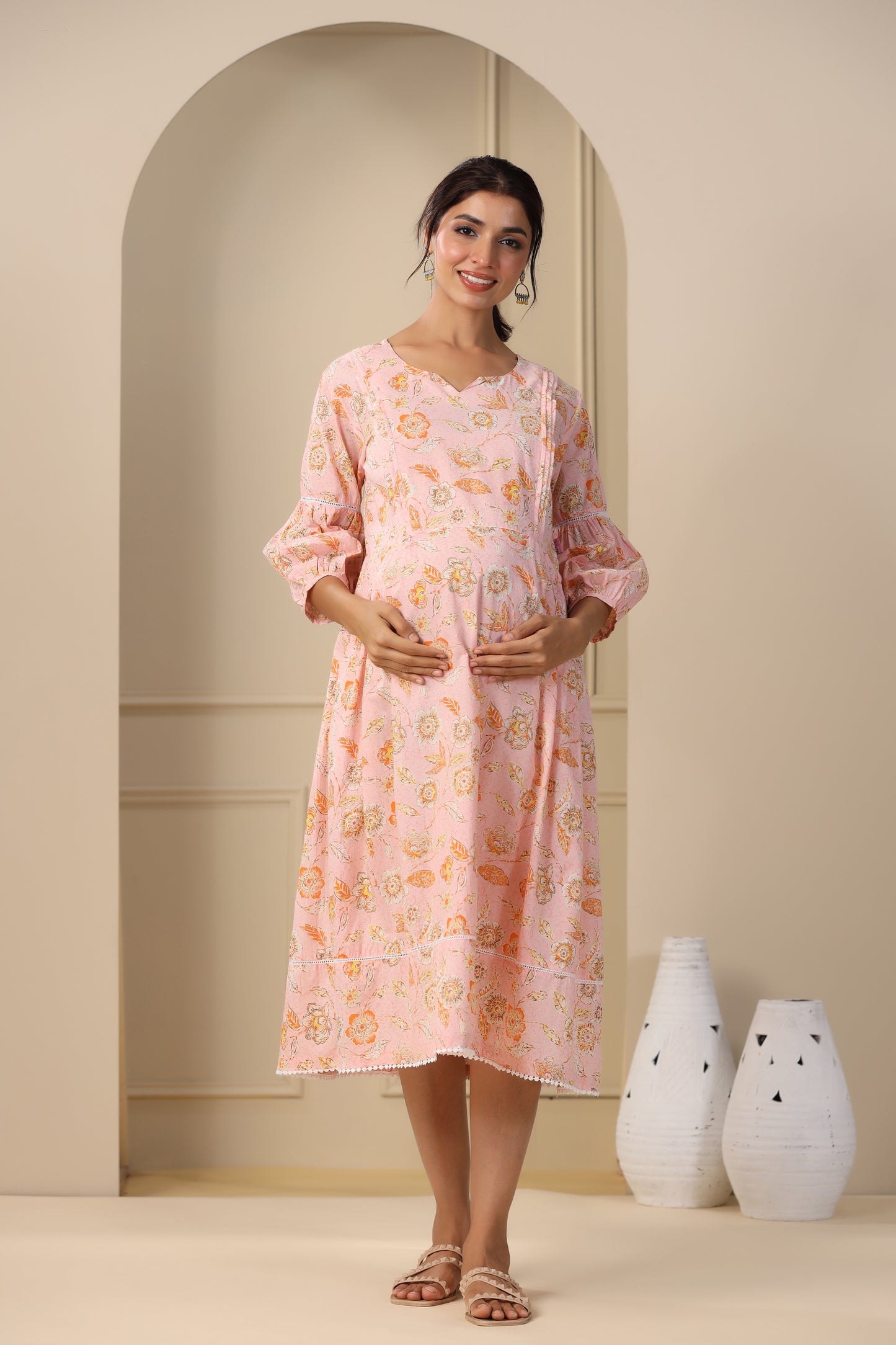 Blooming Pink Maternity & Nursing Dress