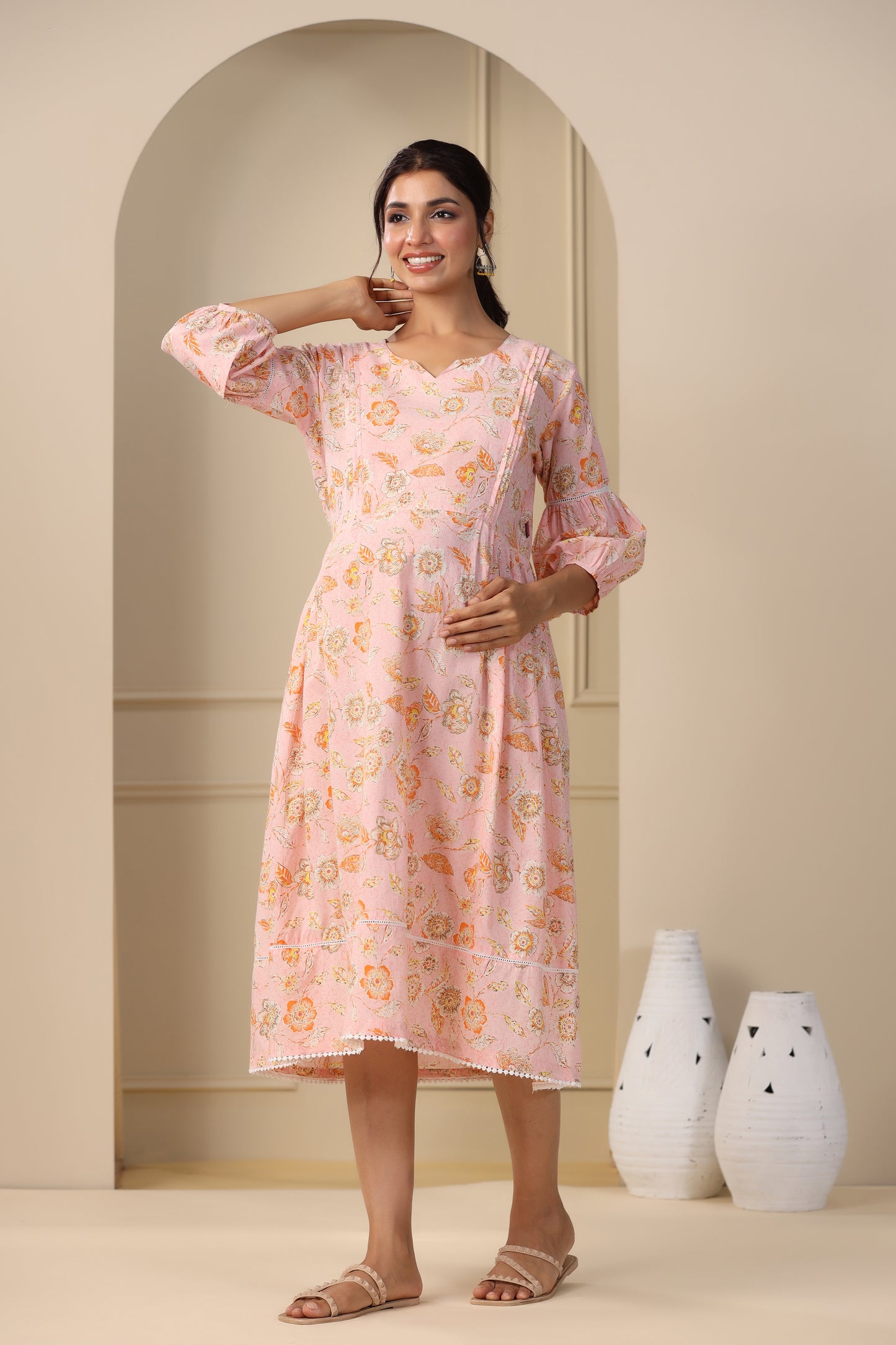 Blooming Pink Maternity & Nursing Dress