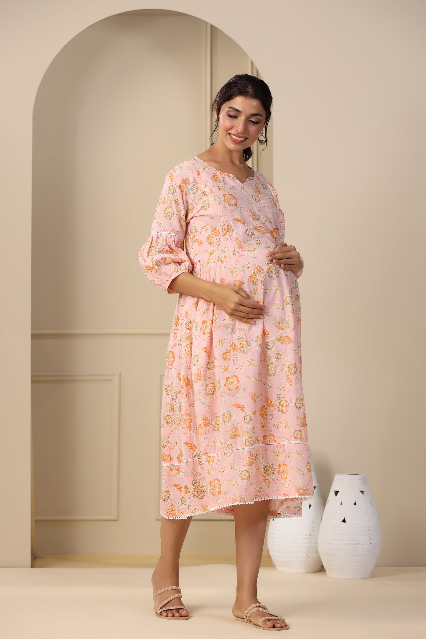 Blooming Pink Maternity & Nursing Dress