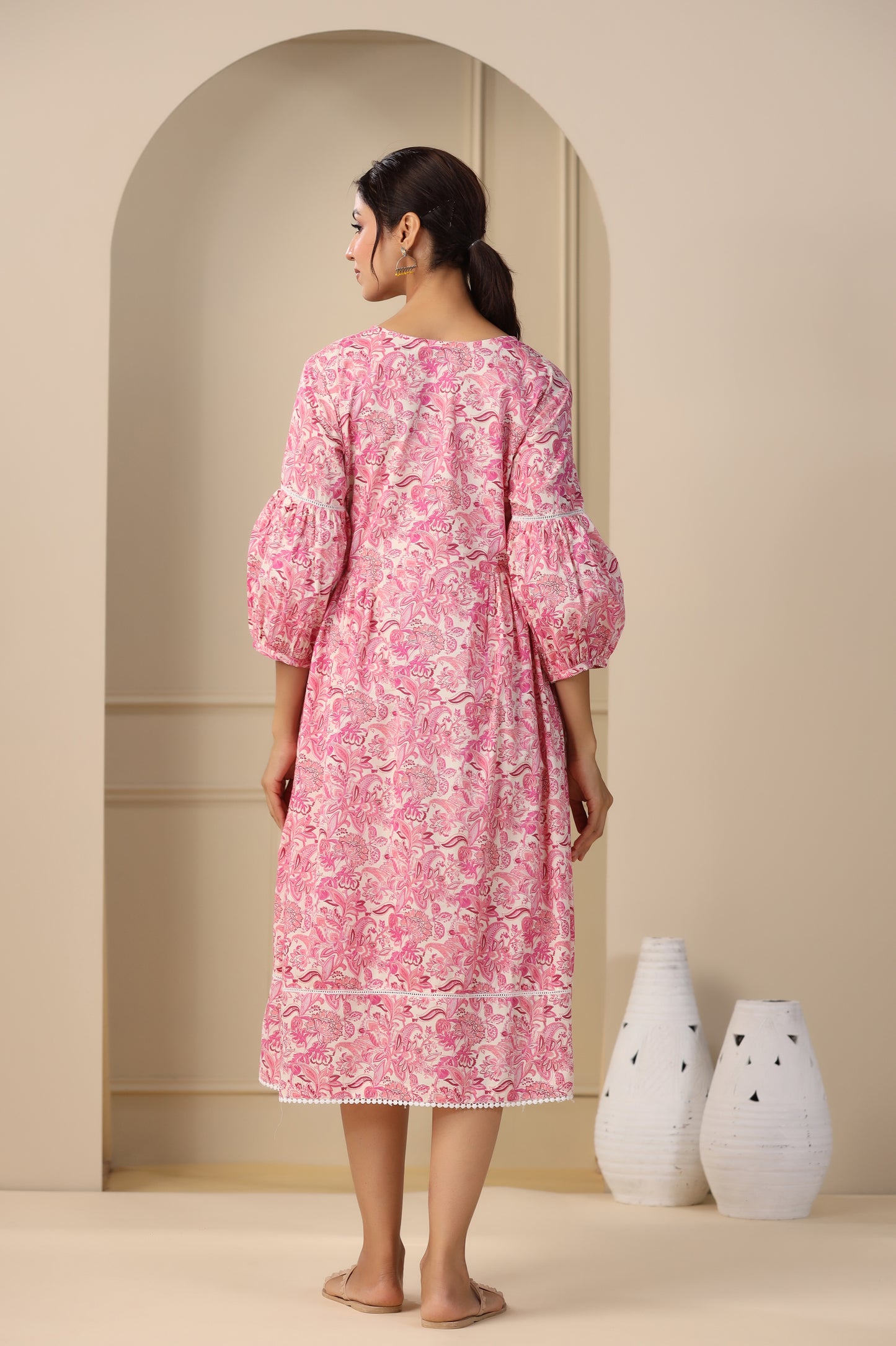 Floral Duality Pink Maternity & Nursing Dress